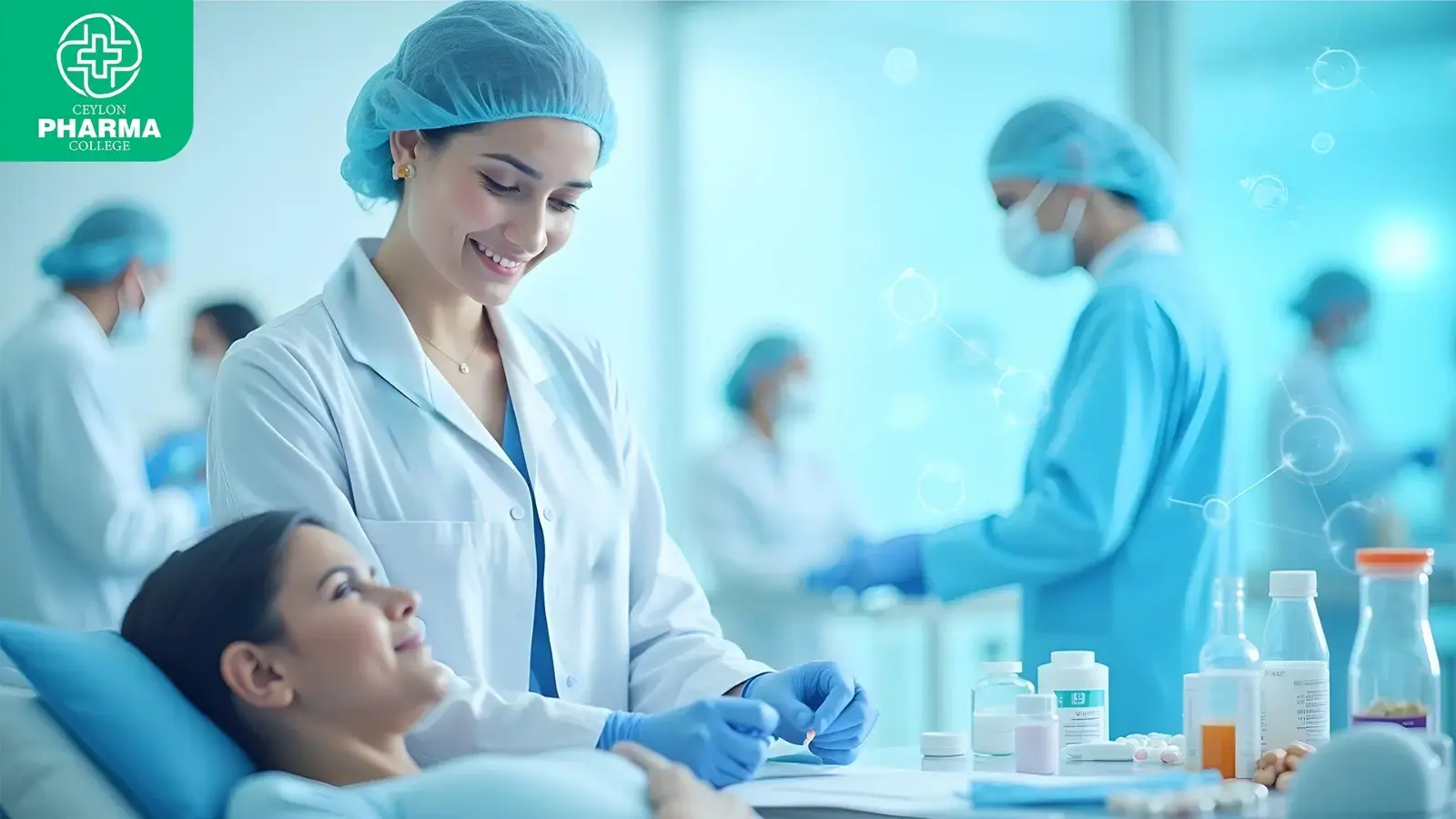 Students listening to a lecture at Ceylon Pharma College
